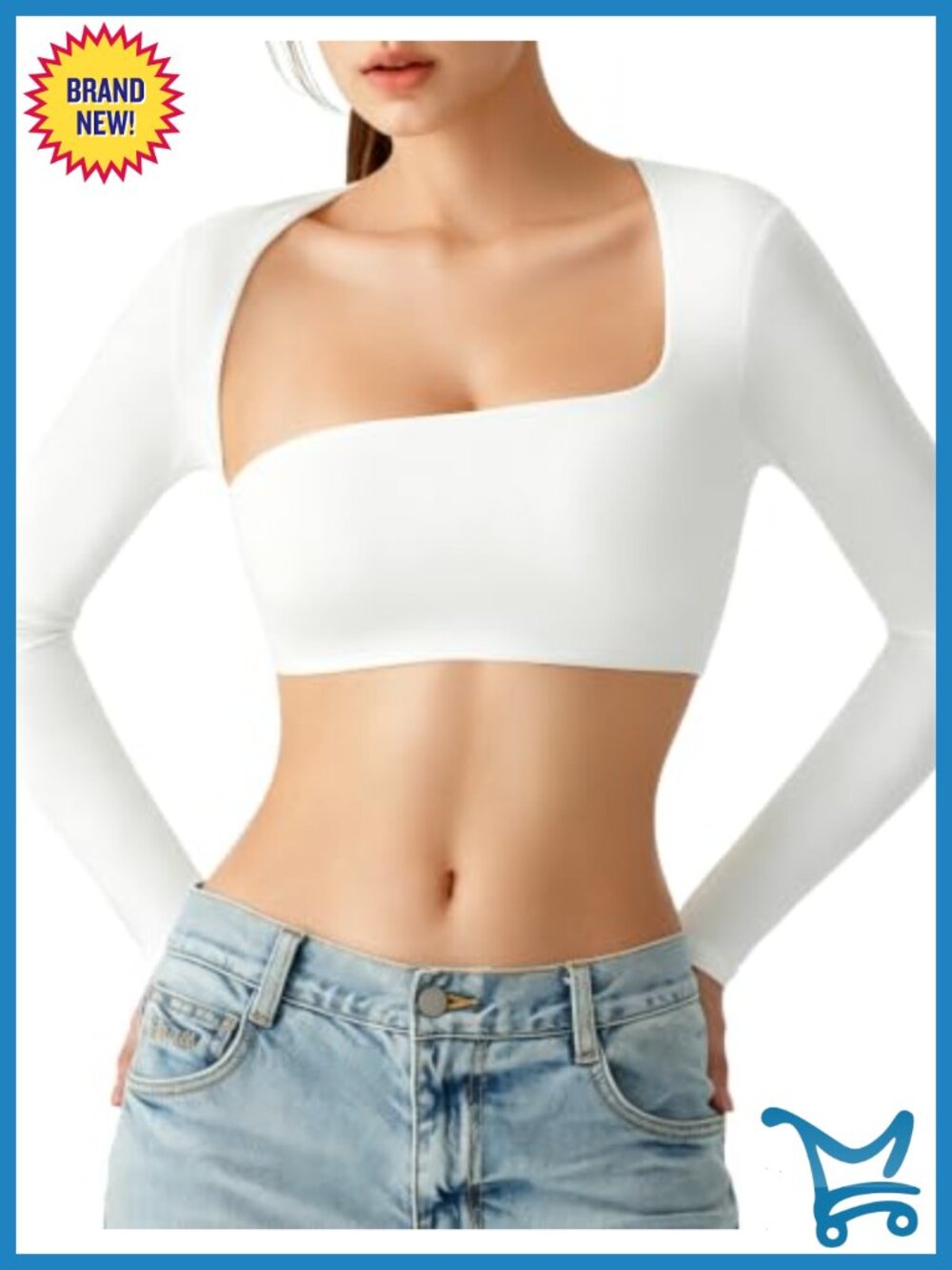 Long Sleeve Crop Top Built in Bra Hollow Back Y2K Workout Going Out Tee